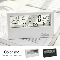 電子鐘 溫濕度計 溫度計 鬧鐘 溼度計 室內溫度計 溫度濕度計 北歐簡約電子鐘(透明)【Q246】color me