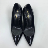 Pre-owned  YSL BLACK PATENT HEELS LOGO OPYUM #39 (RUXS/SH161003/SPXNNN)