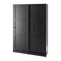 lemari pakaian dg pintu geser, hitam-cokelat, 117x176 cm
