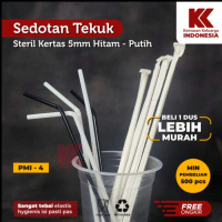 Sedotan Plastik Tekuk Hitam Putih 5mm /Sedotan Higienis Steril Bungkus