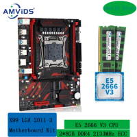 kit xeon x99 motherboard LGA 2011 v3 combo E5 2666 V3 processor and 16GB(2*8GB) 2133MHz DDR4 ECC memory Set M.2 NVME
