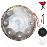 440HZ Silver Drum Handpan Instrument 9/10/12 Tone Professional Performance Tambor Beautiful Sound Steel Tongue Drum