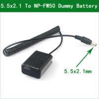 5.5x2.1 To AC-PW20 DC Coupler Power Connector NP-FW50 Dummy Battery for Sony NEX-3 5 6 7 C3 F3 RX10 RX10II RX10III RX10IV A7M2