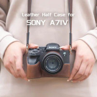 Vlogger Leather Protective Case Camera Shoulder Strap for SONY A7M4 A7IV A7 IV Vintage Half Case Bag Base Cover Accessory