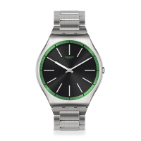 【SWATCH】Skin Irony 超薄金屬系列手錶 GREEN GRAPHITE 男錶 女錶 瑞士錶 錶(42mm)