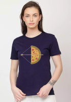 QuirkyT Arrow Pizza 休闲短袖时尚海军蓝色棉质休闲图案印花 T 恤/T 恤