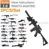 1:6 1/6 Scale Action Figures Assembly 4D Gun Model Assault Rifle HK416 AK47Tactics Weapon Plastic Submachine Machine Gun Shotgun