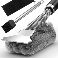 Stainless Steel BBQ Grill Brush and Scraper Bristle-Free Universal 3D Scraper Included