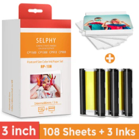 3 Inch Sheets Canon Selphy CP1300 Paper and Ink Set Compatible for Selphy CP1500 CP1200 CP910 CP900 Photo Printer KP108IN KP36IN