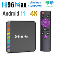 Smart TV Box H96 Max W2 Android 11 Amlogic S905W2 4G 32GB 64GB Media Player Set Top Box Android 11.0 2.4&amp;5G WIFI6 4K BT AV1