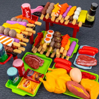 Mini Kitchen Pretend Play Toys Barbecue Set Children's Cooking Simulation Food Multi-set Christmas Gift For Kids Toddlers
