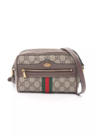 Gucci 二奢 Pre-loved Gucci Ophidia GG Marmont Shoulder bag PVC leather beige Dark brown multicolor