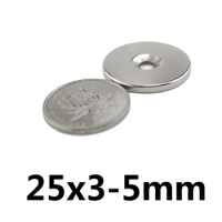 5/10/20PCS 25x3-5 mm Super Powerful Magnetic Magnets 25*3 mm Hole 5mm Permanent Neodymium Magnet 25x3-5mm Small Round 25*3-5