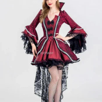 Bloody Beautiful Vampire Queen Costume Black Vampire Nightclub Performance Uniforms Halloween Womens Classic Vampire Costumes