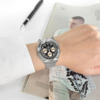 CITIZEN 星辰表 / AN3700-54E / 三眼計時 復古牛頭 日期 日本機芯 不鏽鋼手錶-黑色 / 38mm