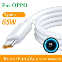 65W USB Type C Fast Charge Cable Super Vooc Dart Charging Cord For Realme 9i 9 Pro 8 7 6 X7 X50 GT GT2 OPPO Find X3 Reno 7 6 5