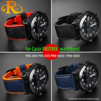 For Casio PROTREK Mountaineering watchband PRG-600/PRG-650 PRW-6600/ PRW-6800 Nylon soft rubber Sports Bracelet men Strap 24mm