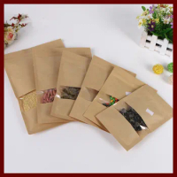 16*26cm 30pcs Kraft Paper Ziplock Window Bag For Gifts/tea/candy/jewelry/bread Packaging Paper Food Bag Diy Jewelry Pack Display