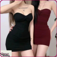 Đầm body nhún ngực TRANGCLOTHINGG form ngắn tôn vòng 1 ôm eo thun borip Trung cao cấp mềm mịn mát ( 