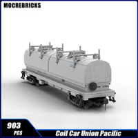 City Train Union Pacific Coil Car Building Block Assembly Model Locomotive Vehicle Brick Toy Children's Christmas Gifts