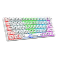Wireless Bluetooth 87 Keys Gaming Keyboard Transparent RGB Backlit Mechanical Keyboard