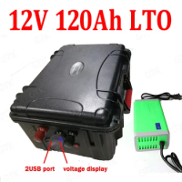 GTK waterproof 12v 120ah LTO battery pack Lithium titanate battery BMS for 1000W caravan Solar system inverter UPS + 10A Charger
