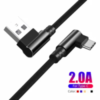 2A USB Type C 90 Degree USB C Cable for Samsung Galaxy S10 S9 Plus Xiaomi Mi 8 6 MAX 3 LG Huawei USB C Fast Charging Data Cable