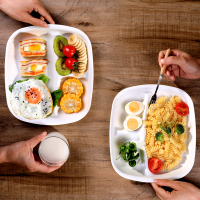 進口分格餐盤家用三格分菜盤定量減肥一人早餐盤碟子餐具套裝