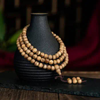 Natural Wild Vietnam Nha Trang White Qinan Agarwood Bracelet For Women Men Old Material 108 Buddha Beads multi-circle Bracelet