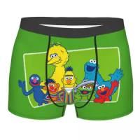Custom Elmo Boxer Shorts For Homme 3D Print Cookie Monster Underwear Panties Briefs Stretch Underpants