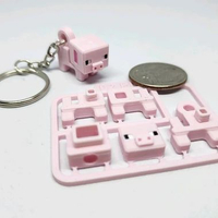 Minecraft-inspired Pig Mini Figure Kit / Keychain — Gantungan Kunci Mini Pig Pink Lucu