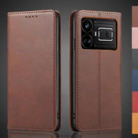 Magnetic attraction Leather Case for OPPO Realme GT5 / Realme GT5 240W Holster Flip Cover Case Wallet Phone Bags Fundas Coque