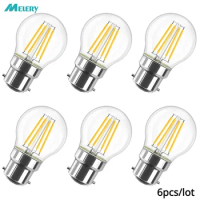 B22 Filament LED Light Bulb 4W Incandescent Bayonet Lamp G45 2700K Warm White Replacement 40W Rustic Clear Energy Class A+ 6PACK