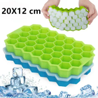 37-cell honeycomb tray ice tray with lid, food grade, BPA-free silicone flexible ice tray mold