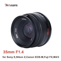 7artisans 35mm F1.4 Fixed Focus Lens Wide Angle Large Aperture MF Cameras Len for Sony E Nikon Z Canon EOS M Fuji FX M4/3 Mount