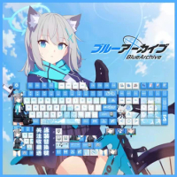 Blue Archive Sunaōkami Shiroko Keycaps Anime Game Girl Cute PBT Keycaps Cherry Profile for DIY Mechanical Keyboard Game Custom