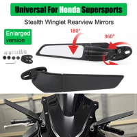 Motorcycle Stealth Winglet Mirrors Side Adjustable Rotating Universal Rearview Mirror For Honda Supersports