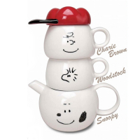 日本MARIMO CRAFT史努比SNOOPY陶瓷泡茶壼茶杯組Tea for two史奴比SPY-386(含濾網)查理布朗壼糊塗塌客杯