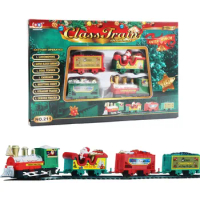 Christmas Realistic Electric Train Set,Easy To Ass-emble &amp; Safe For Kids Gift &amp; Party Home Xmas Tree Decoration