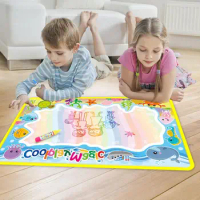 8 Types Water Drawing Mat &amp; 2 Pens Water Doodle Mat Writing Doodle Board Coloring Books Water Painting Rug Kids Educational Toys