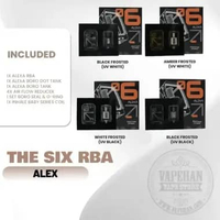 Atomizer Vape Alexa The Six RBA For Boro & DotAio Authentic By Alexa.nation WHITE FROSTED UV BLACK