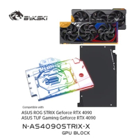 Bykski N-AS4090STRIX-X GPU Water Cooling Block For ASUS TUF Gaming / ROG Strix GeForce RTX 4090, Full Cover With Backplate