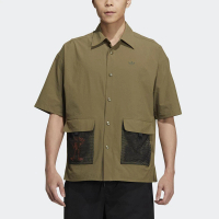 【adidas 愛迪達】OD Shirt SS 男 短袖 上衣 襯衫 經典 休閒 國際版 寬鬆 網格口袋 軍綠(HR6469)