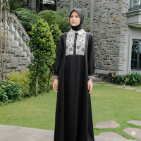 H SOCIETY Hamida Dress Wanita Espana Jullie & Bamboo Silk Gaun Panjang A-line Exquisite Panel Elegan