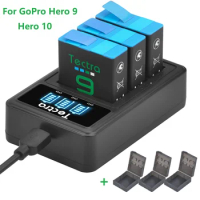 Tectra 1780mAh Li-ion Battery for GoPro Hero 9 (ADBAT-001) with 3-Slots LED Light Battery Charger For GoPro Hero 9 Black,Hero 10