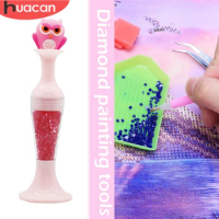 HUACAN 5D Diamond Painting Owl Pen Crystal Point Drills Pen Handmade Tools Cross Stitch Embroidery Crafts Accessories