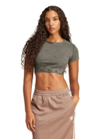 เสื้อเอวลอยผู้หญิง แขนสั้น ผ้าริบ รุ่น JD0041 สีเทา