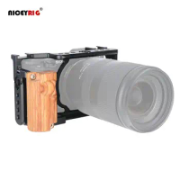 Niceyrig A6400 A6500 A6100 Wooden Handle Hand Grip Camera Cage Cold Shoe With 1/4" Screw For Sony Camera