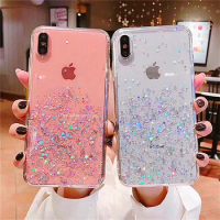 Luxury Glitter Sequins Clear Phone Case For iPhone 6 6S 7 8 Plus X XS Max XR 11 12 13 14 Pro Max SE2020 mini Soft Bling Cover