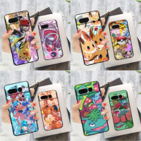 Eevee Pikachu Pokemon For Google Pixel 8 7 6 6A 5 4 5A 4A XL Pro 5G Silicone Shockproof Soft TPU Black Phone Case Cover Fundas